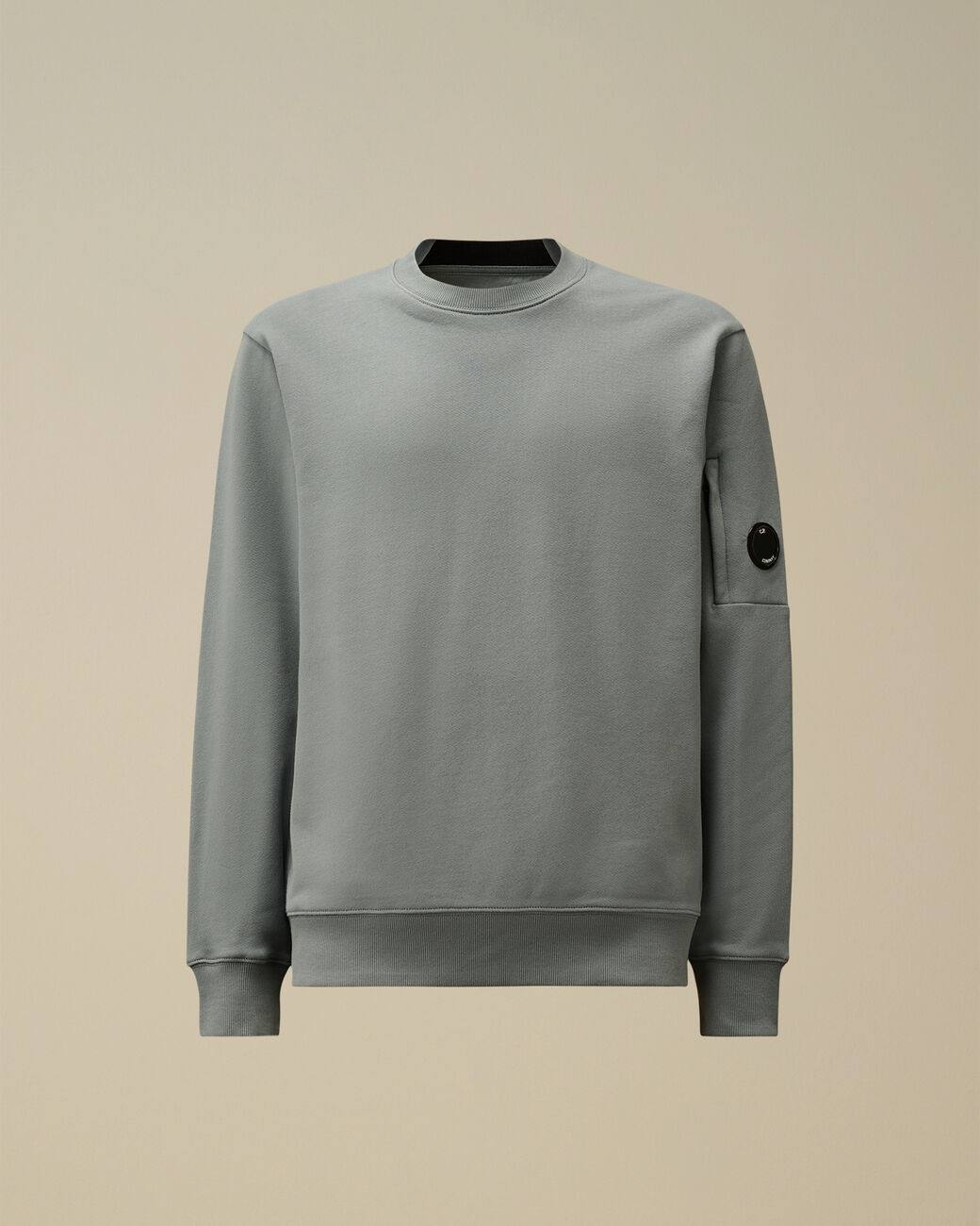 C.P. Company Diagonal Raised Fleece Crewneck Lens Sweatshirt Stormy Weather - Blue