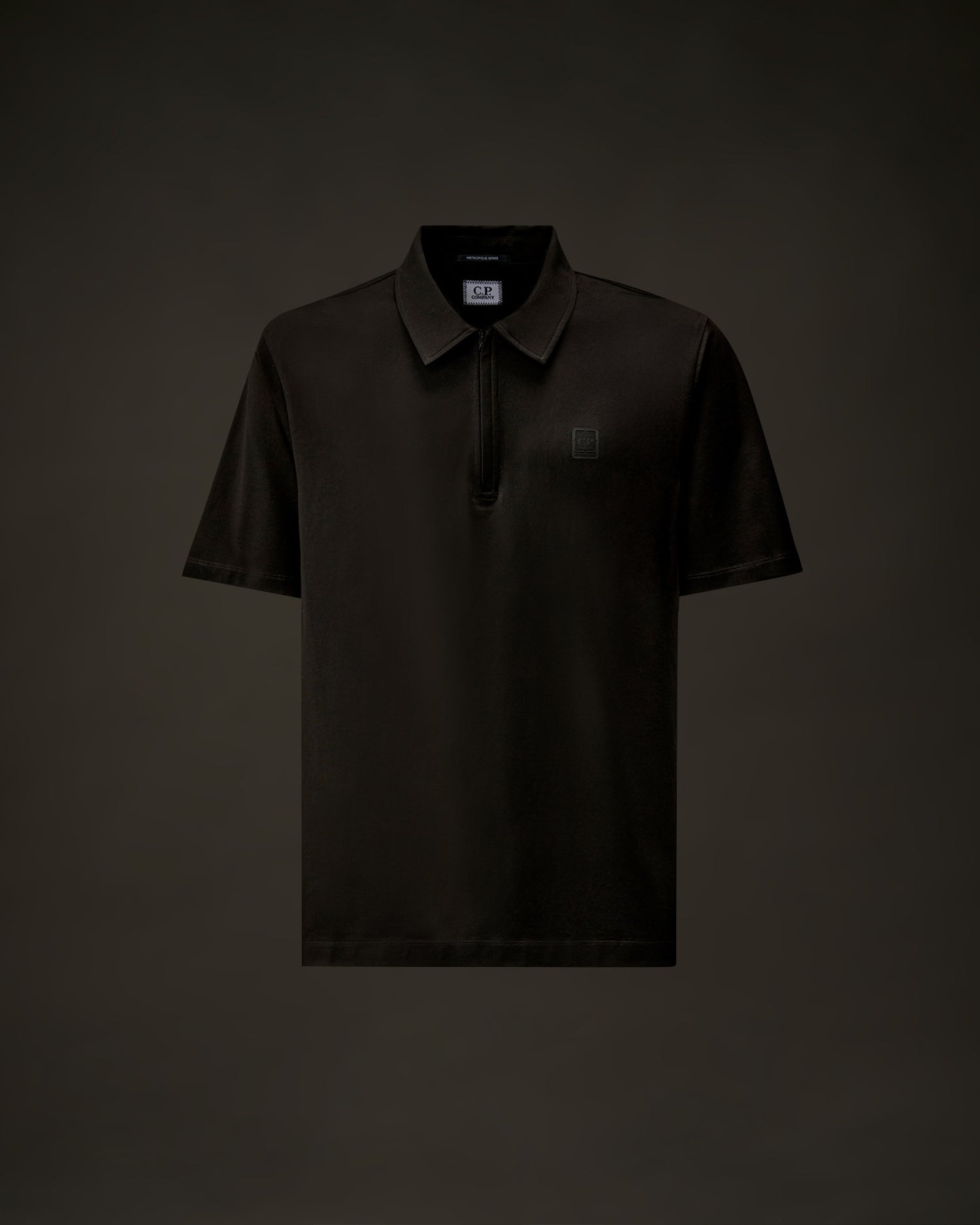 C.P. Company Metropolis Mercerized Half Zip Polo - Black