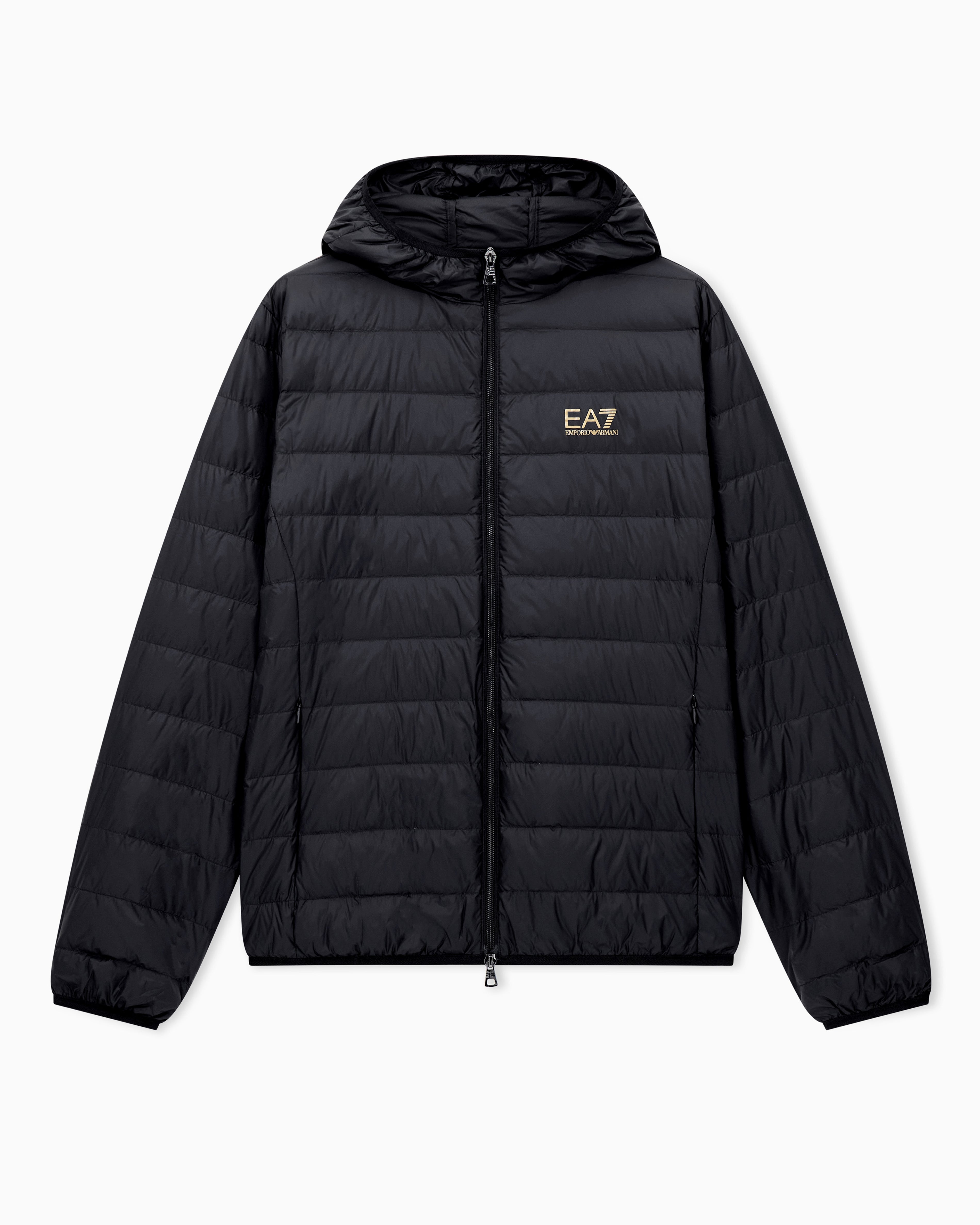 EA7 Core Identity Logo Down Jacket - Black/Gold