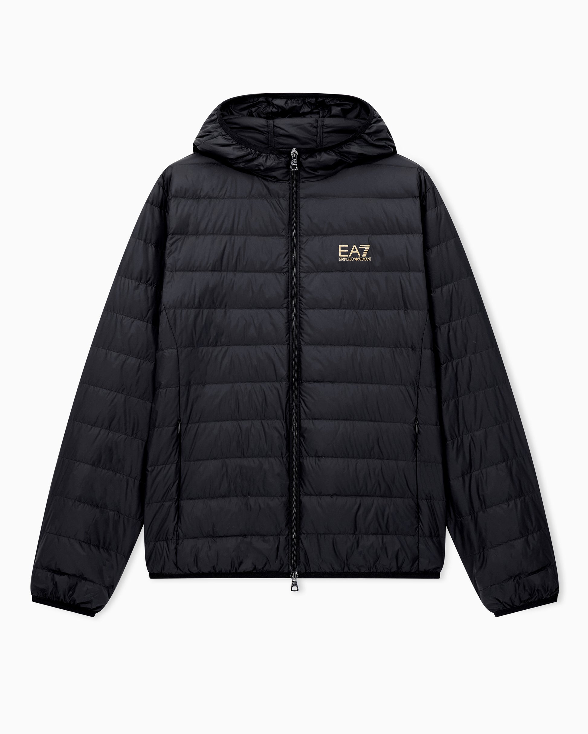 EA7 Core Identity Logo Down Jacket - Black/Gold