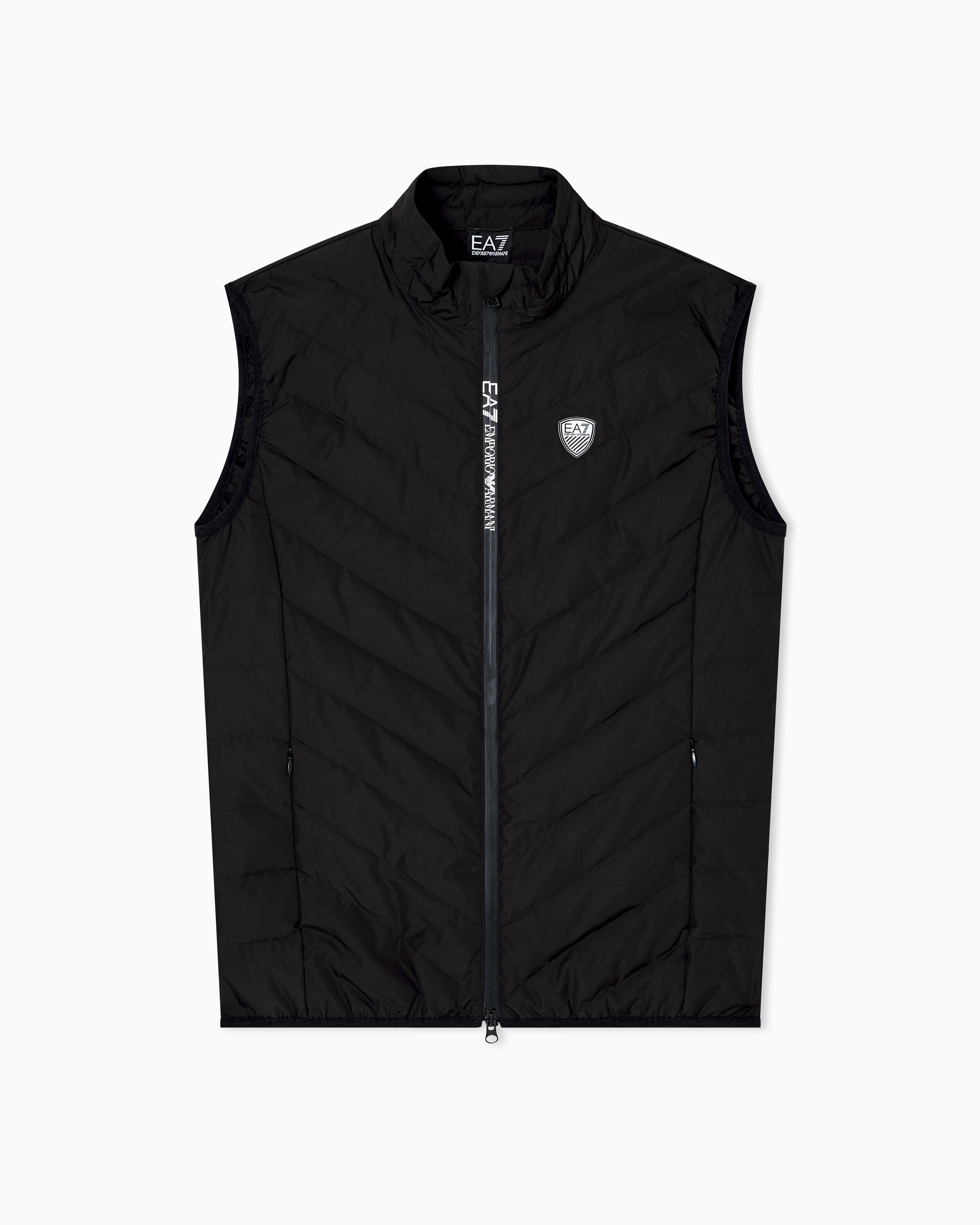EA7 Technical Fabric Logo Padded Gilet - Black