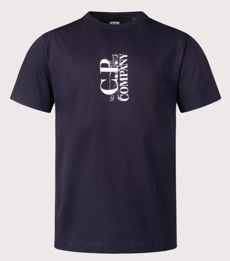 C.P. Company 30/1 Jersey Vertical Logo T-Shirt Navy