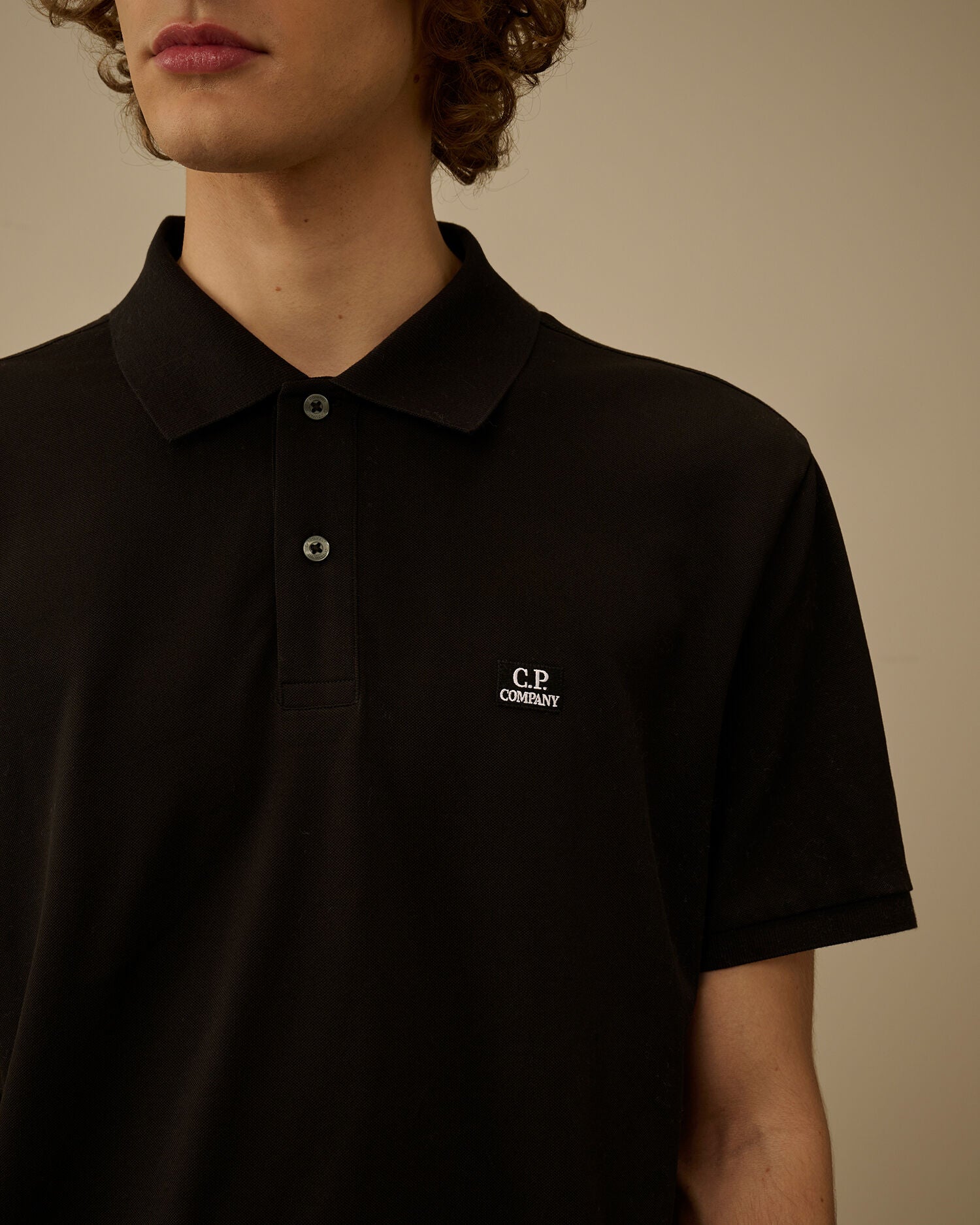 C.P. Company Stretch Piquet Polo - Black