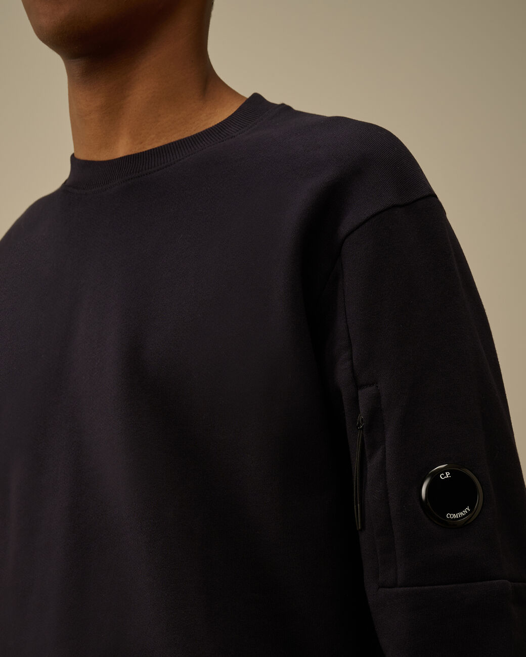 C.P. Company Diagonal Raised Fleece Crewneck Sweatshirt Total Eclipse - Blue