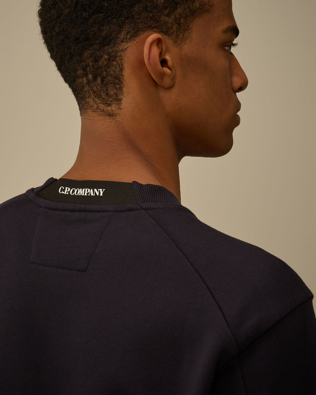 C.P. Company Diagonal Raised Fleece Crewneck Sweatshirt Total Eclipse - Blue