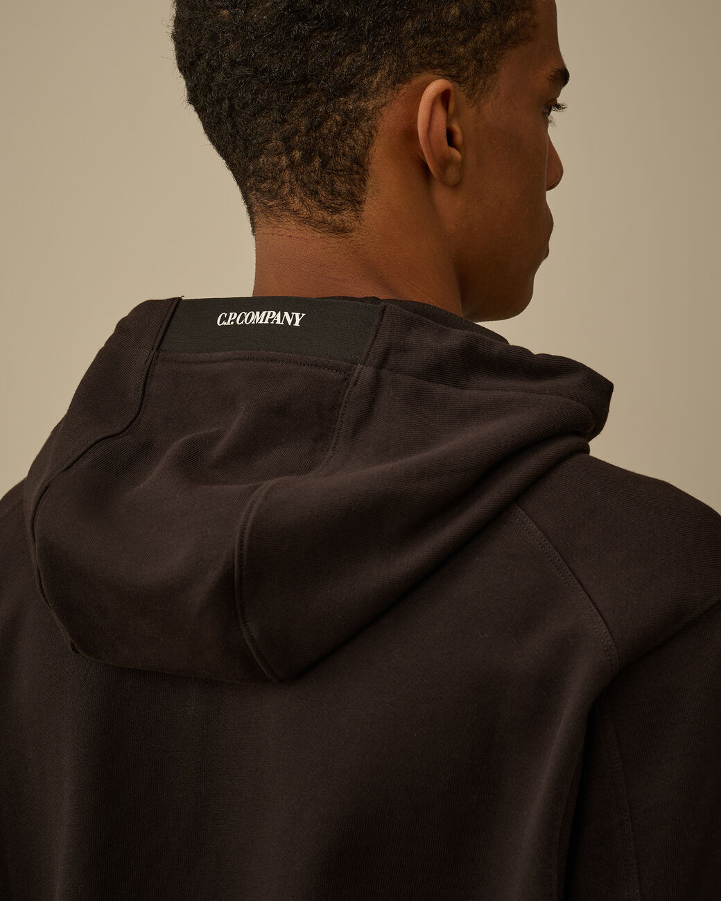 C.P. Company Diagonal Raised Fleece Hoodie Black