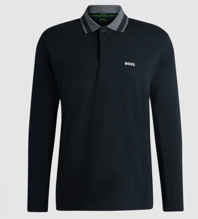 Boss Plisy 2 Long Sleeve Polo Navy