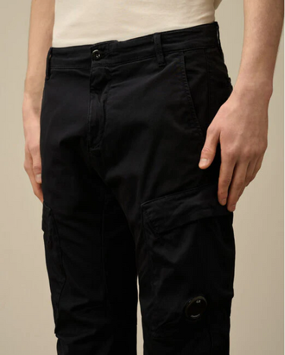 C.P. Company Stretch Sateen Cargo Lens Pants Black