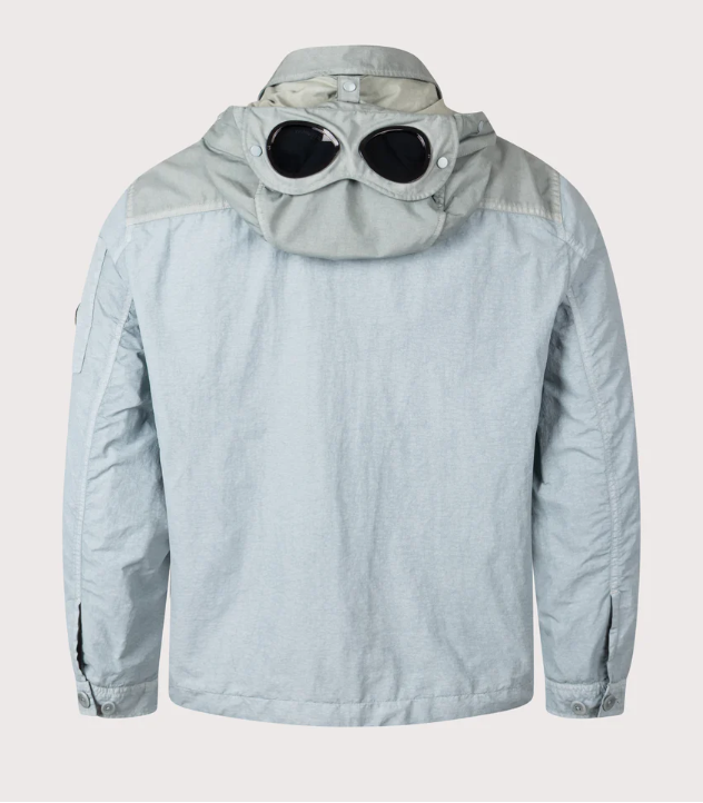 C.P. Company Flatt Nylon Goggle Overshirt - Silver Blue