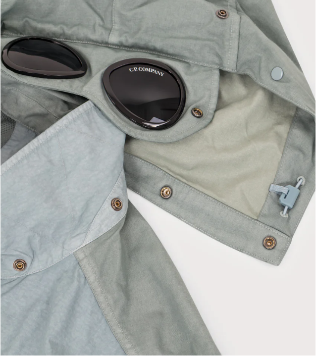 C.P. Company Flatt Nylon Goggle Overshirt - Silver Blue