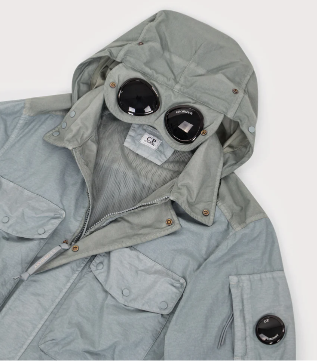 C.P. Company Flatt Nylon Goggle Overshirt - Silver Blue