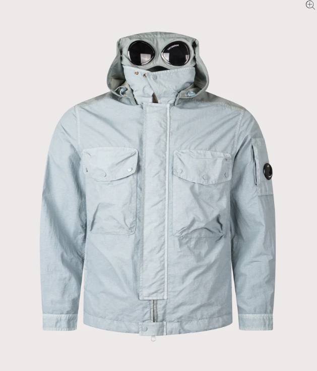 C.P. Company Flatt Nylon Goggle Overshirt - Silver Blue