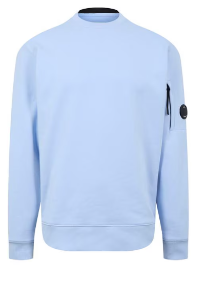 C.P. Company Diagonal Raised Fleece Crewneck Lens Sweatshirt Sky Blue