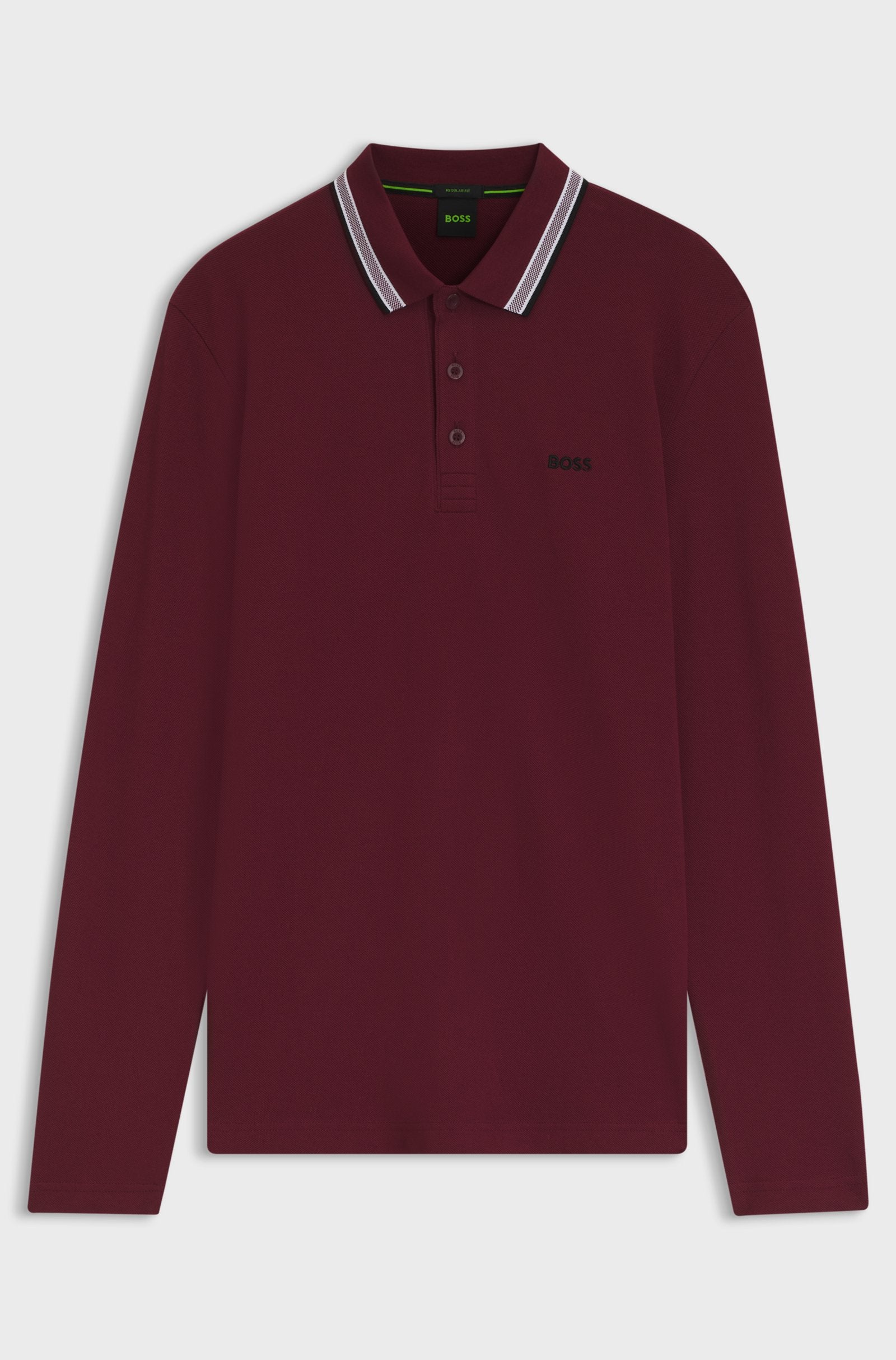 Boss Plisy Long Sleeve Polo - Dark Red