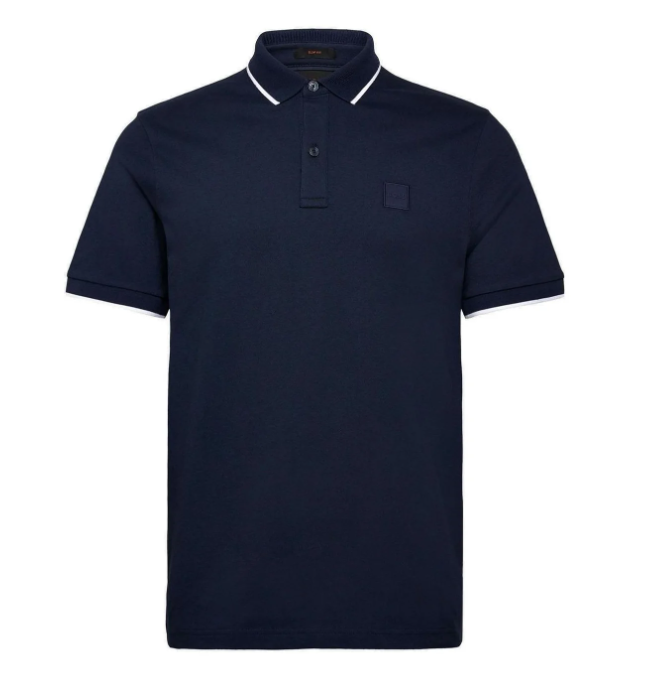 Boss Passertip Logo Patch Polo - Navy