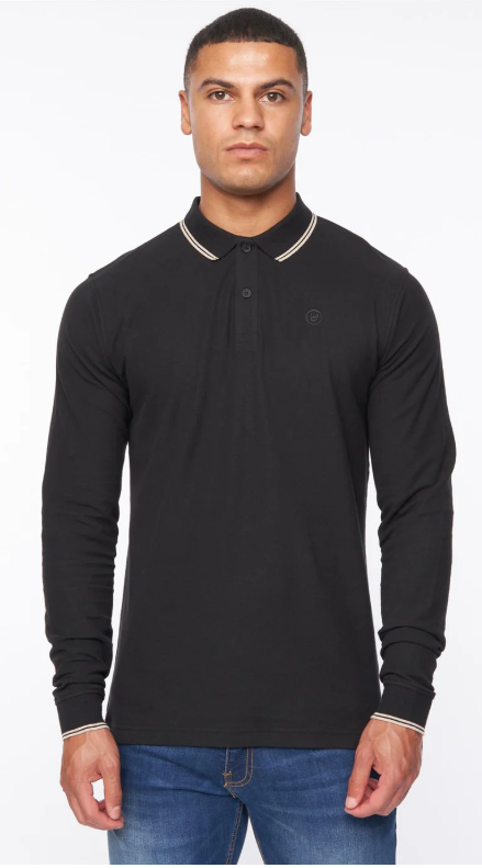 Duck & Cover Roxberry Long Sleeve Polo Black