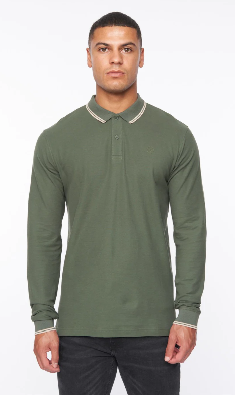 Duck & Cover Roxberry Long Sleeve Polo Khaki