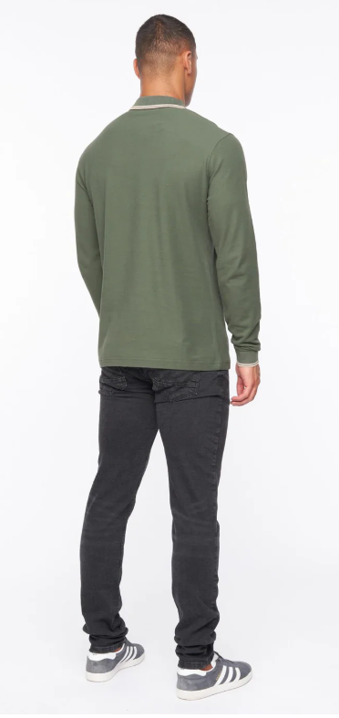 Duck & Cover Roxberry Long Sleeve Polo Khaki